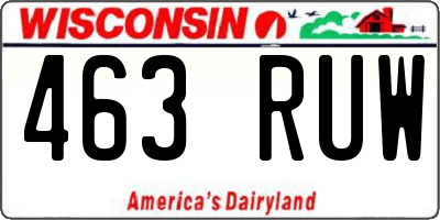 WI license plate 463RUW