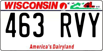 WI license plate 463RVY