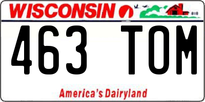 WI license plate 463TOM