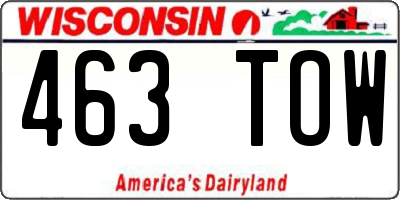 WI license plate 463TOW