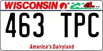 WI license plate 463TPC