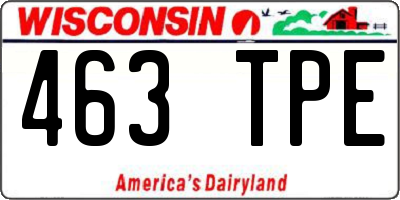 WI license plate 463TPE