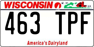 WI license plate 463TPF