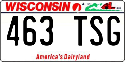 WI license plate 463TSG