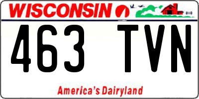 WI license plate 463TVN