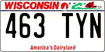 WI license plate 463TYN