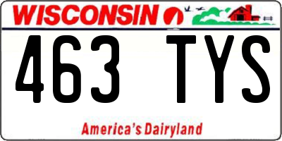 WI license plate 463TYS
