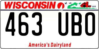 WI license plate 463UBO