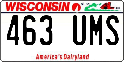 WI license plate 463UMS