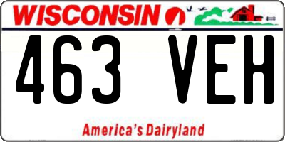 WI license plate 463VEH