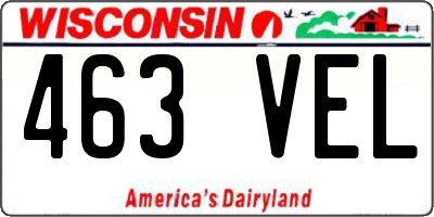 WI license plate 463VEL