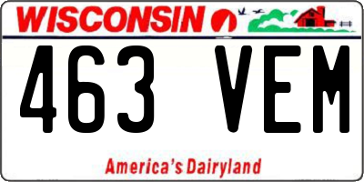 WI license plate 463VEM