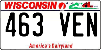 WI license plate 463VEN