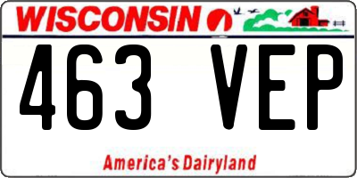 WI license plate 463VEP