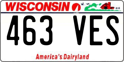 WI license plate 463VES