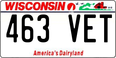 WI license plate 463VET