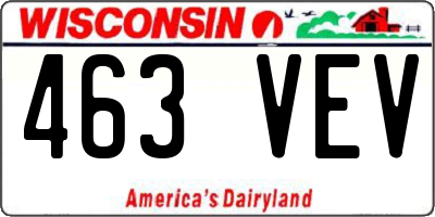 WI license plate 463VEV