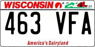 WI license plate 463VFA