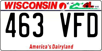 WI license plate 463VFD
