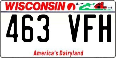 WI license plate 463VFH