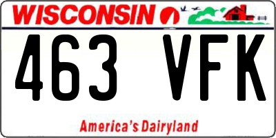 WI license plate 463VFK