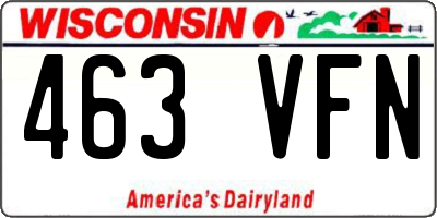 WI license plate 463VFN