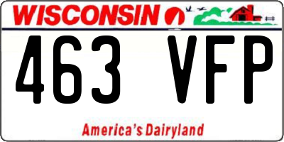 WI license plate 463VFP