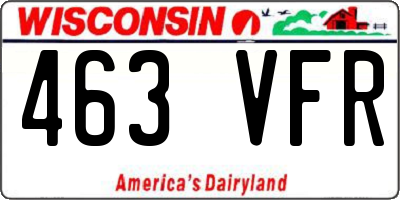 WI license plate 463VFR