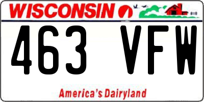 WI license plate 463VFW