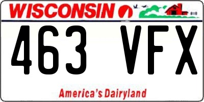 WI license plate 463VFX