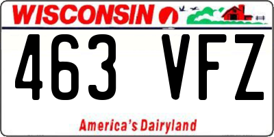 WI license plate 463VFZ