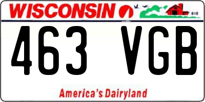 WI license plate 463VGB