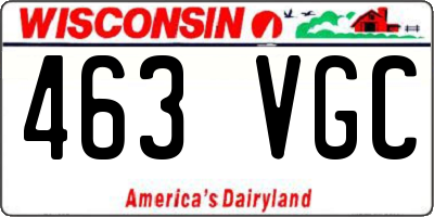 WI license plate 463VGC