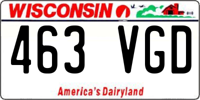 WI license plate 463VGD