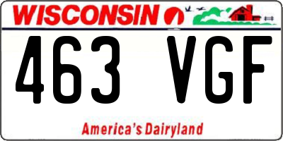 WI license plate 463VGF