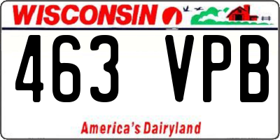 WI license plate 463VPB