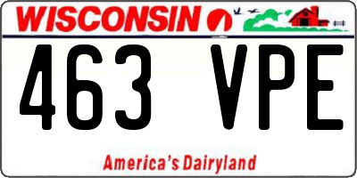 WI license plate 463VPE