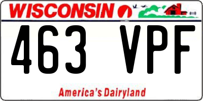 WI license plate 463VPF
