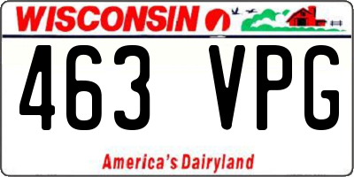 WI license plate 463VPG
