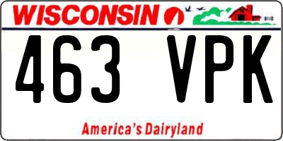 WI license plate 463VPK