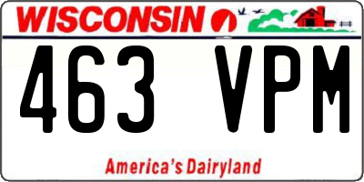 WI license plate 463VPM