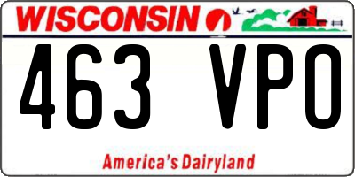 WI license plate 463VPO
