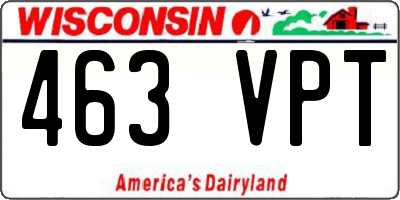 WI license plate 463VPT