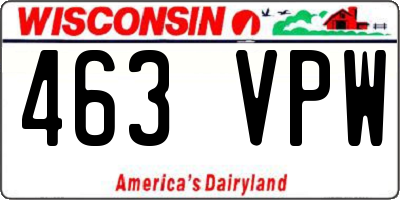 WI license plate 463VPW