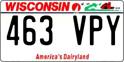 WI license plate 463VPY
