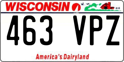 WI license plate 463VPZ