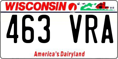 WI license plate 463VRA