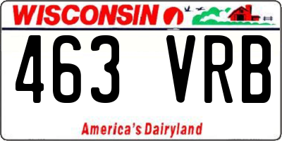 WI license plate 463VRB