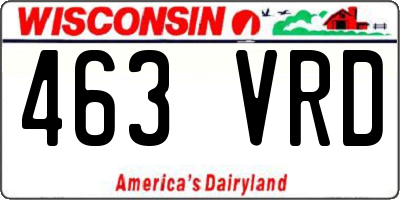 WI license plate 463VRD