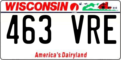 WI license plate 463VRE
